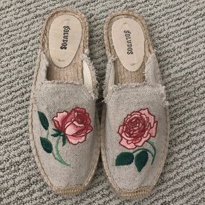 Soludos Rose Embroidered Mule Espadrilles Sz 5.5